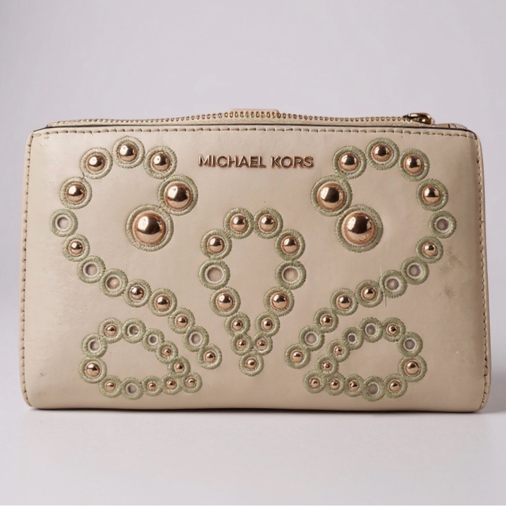 Michael Kors Adele Embellished Leather Smartphone Wallet - Picture 1 of 8